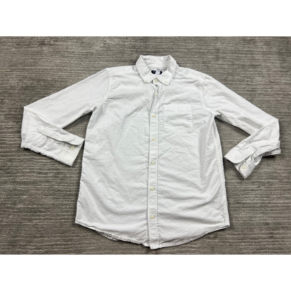 The Children's Place Button Down Boy 16 White Oxford Shirt Long Sleeve Cotton